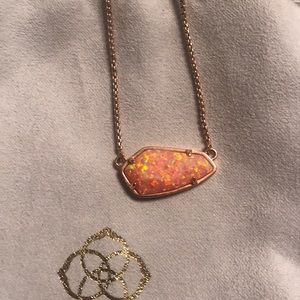 Kendra Scott coral opal on rose gold chain